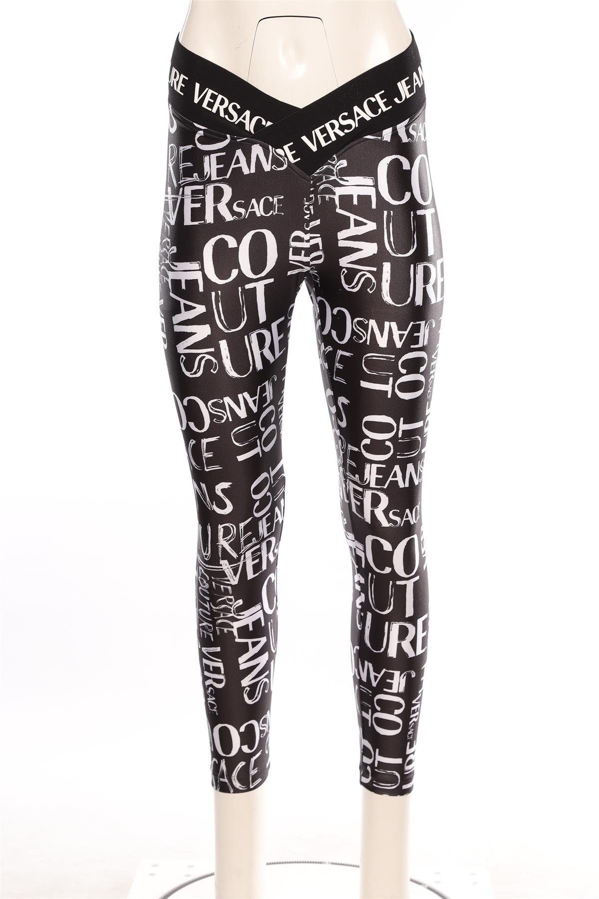 VERSACE JEANS COUTURE BLACK LEGGINGS IT 42 UK 10