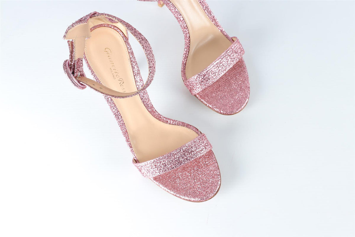 GIANVITO ROSSI PINK FABRIC SANDALS EU 38.5 UK 5.5 US 8.5