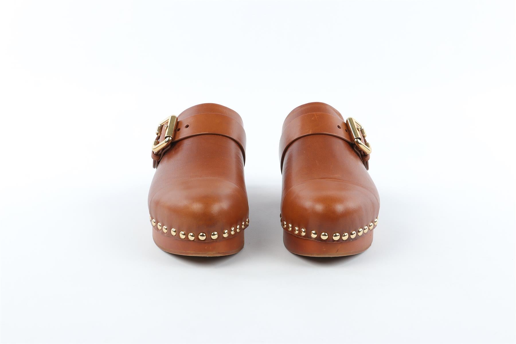 CHLOÉ BROWN LEATHER CLOGS EU 38 UK 5 US 8