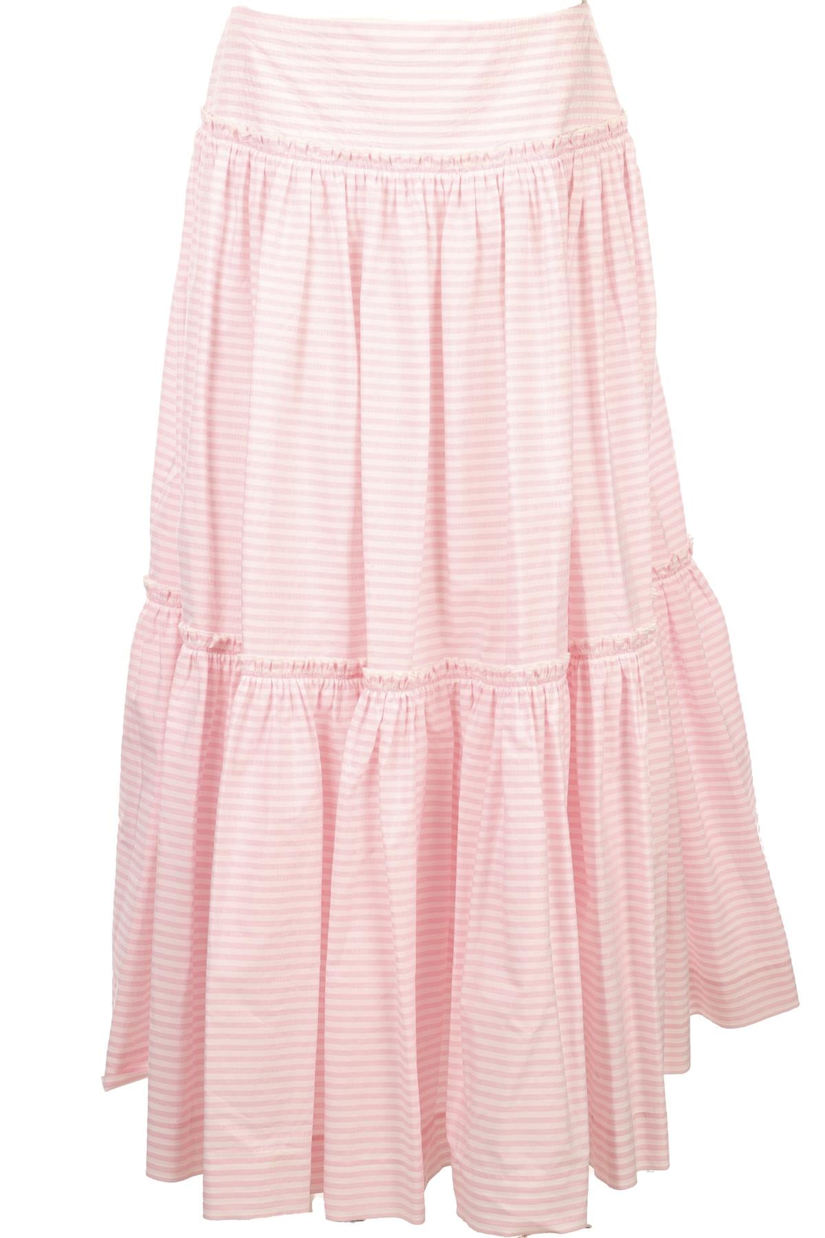 CHANEL PINK 2024 COTTON MAXI SKIRT FR 38 UK 10