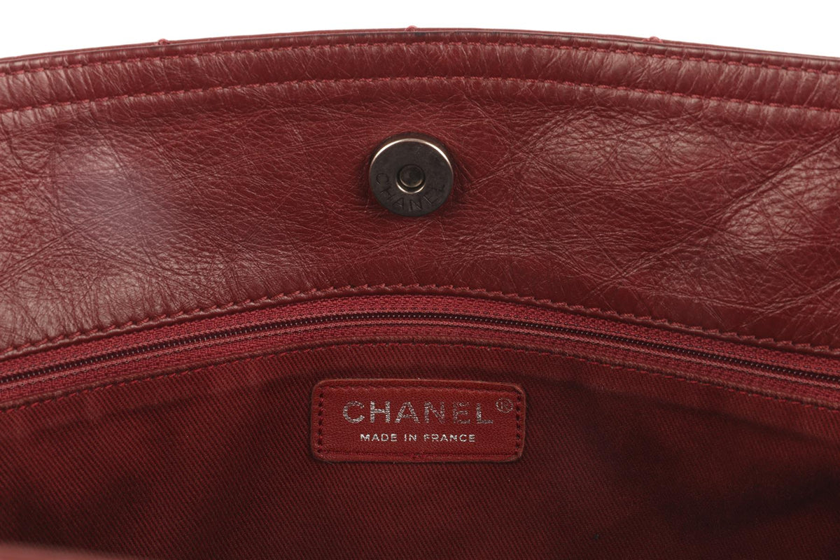 CHANEL BURGUNDY 2009-2010 MOSCOW LEATHER TOTE BAG