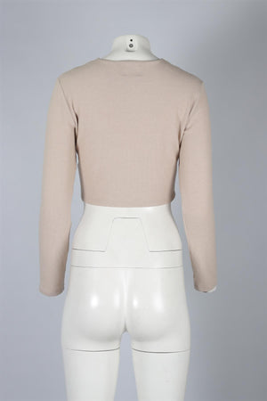 LESET BEIGE CASHMERE CARDIGAN SMALL