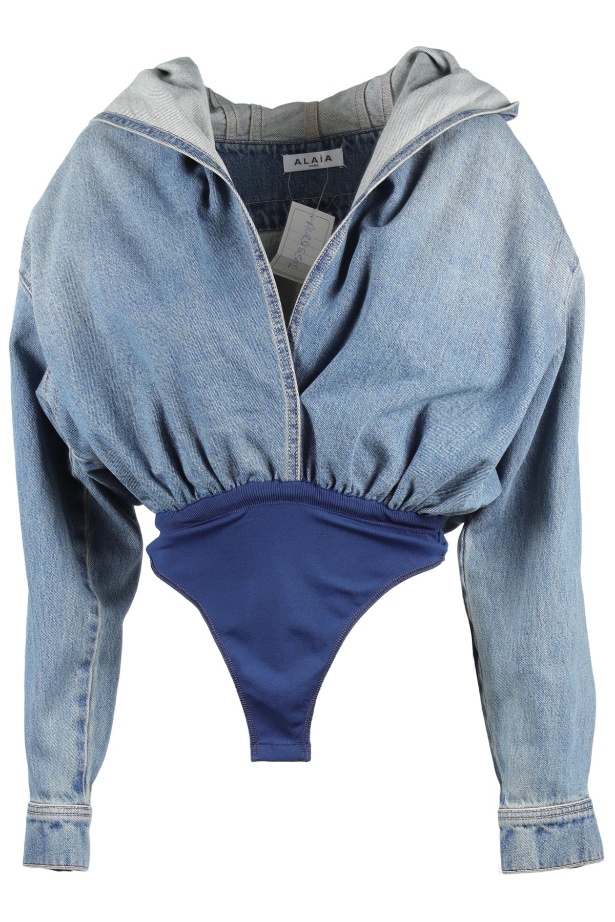 ALAÏA BLUE DEMIN BODYSUIT FR 36 UK 8