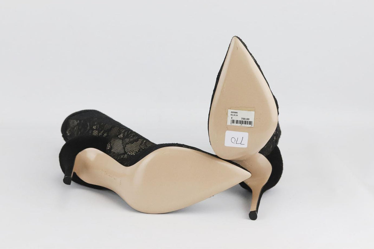 GIANVITO ROSSI STRETCH LACE AND SUEDE ANKLE BOOTS EU 38 UK 5 US 8