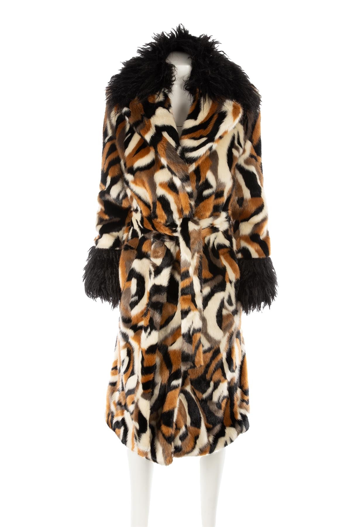 STAUD MULTI FAUX FUR COAT US 2 UK 6