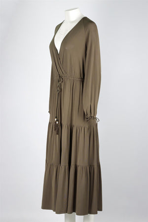 MAX MARA GREEN JERSEY MAXI DRESS UK 10