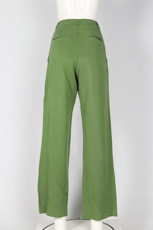 REFORMATION GREEN WOVEN STRAIGHT LEG PANTS US 2 UK 6