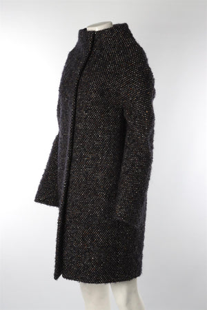 JIL SANDER NAVY WOOL COAT EU 34 UK 6
