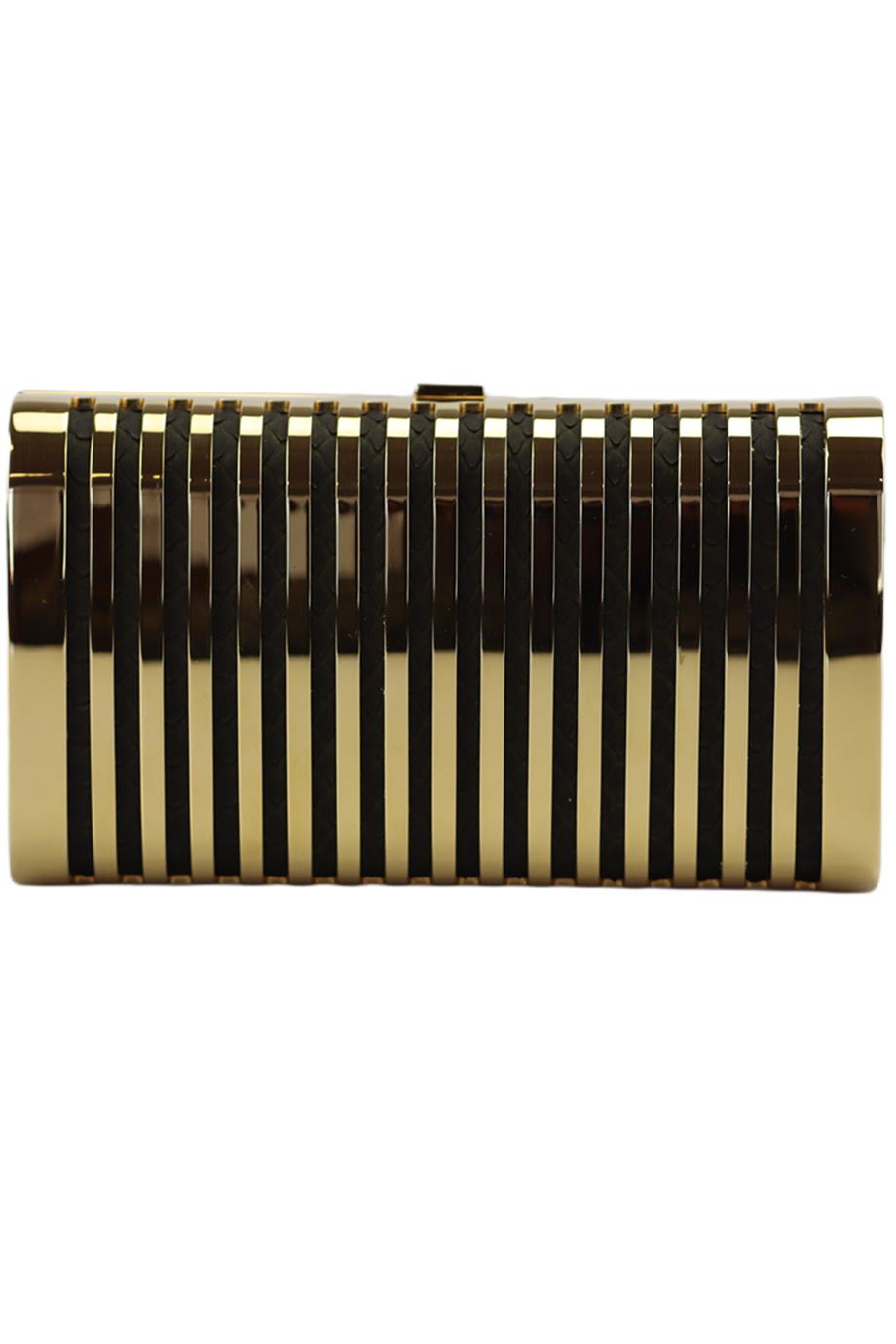 STARK PYTHON AND GOLD TONE CLUTCH