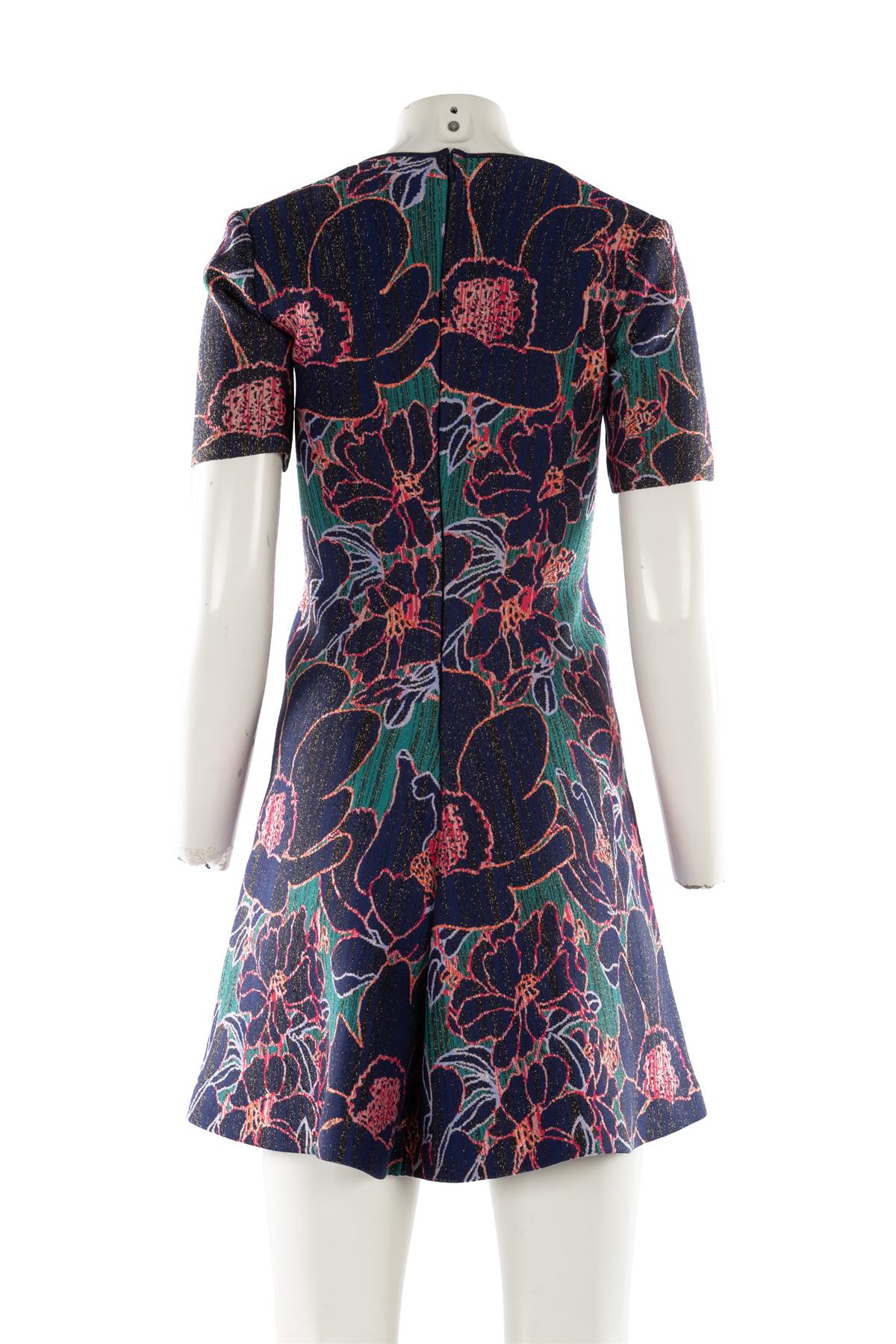 CAROLINE HERRERA NAVY WOOL MINI DRESS SMALL