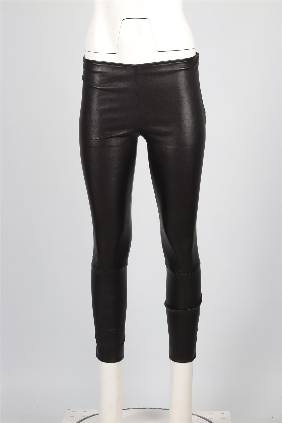THE ROW BLACK LEATHER SKINNY PANTS MEDIUM