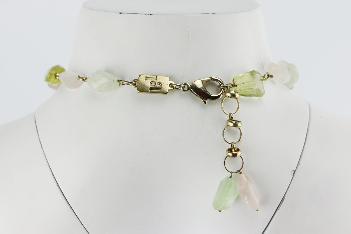 ROSANTICA TASSELED GOLD TONE BEAD NECKLACE