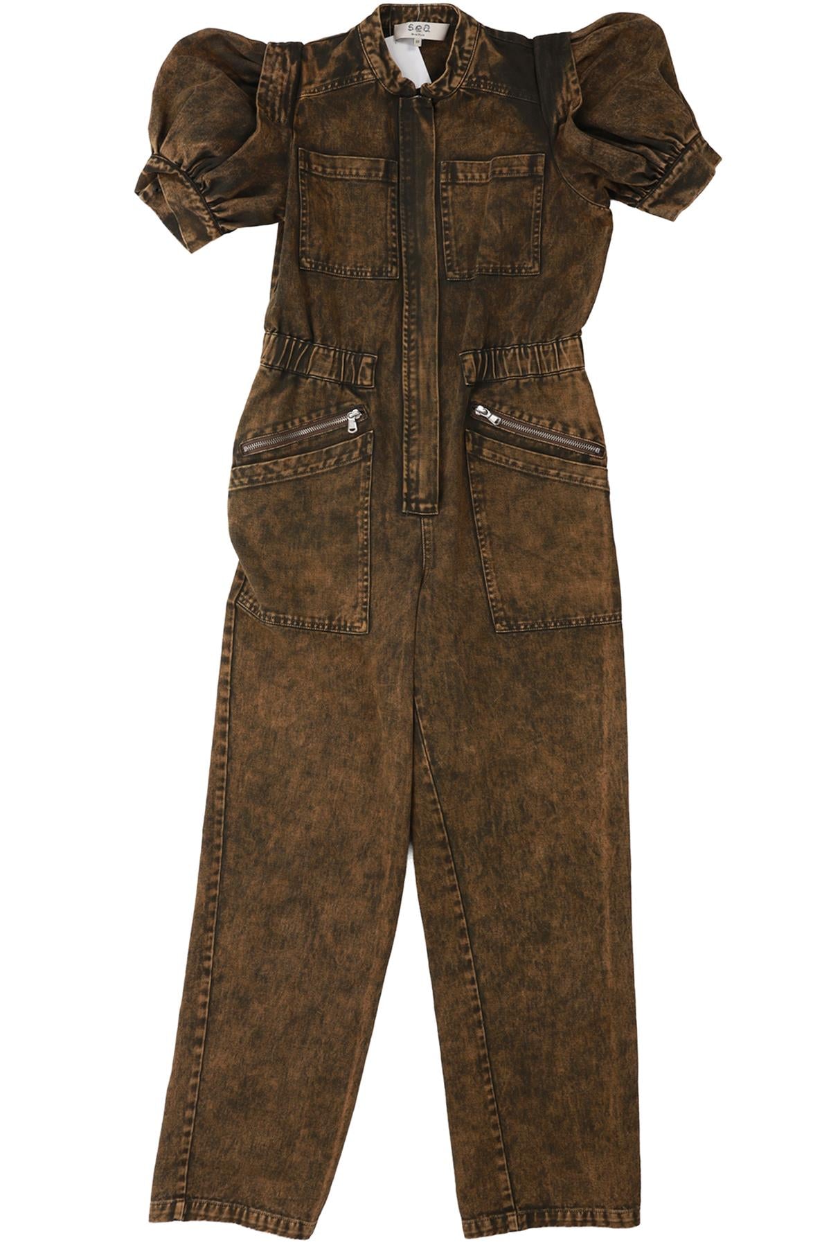 SEA NEW YORK GREEN DENIM JUMPSUIT US 00 UK 2