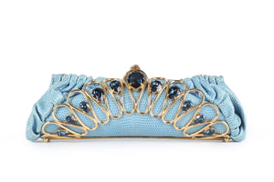 SHANA LONDON BLUE CRYSTAL AND PYTHON CLUTCH