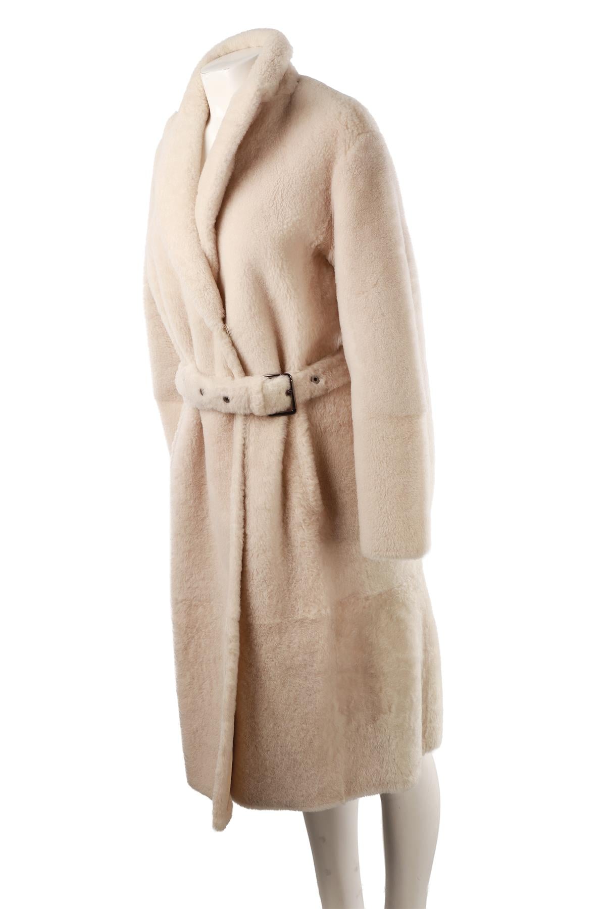 BEIGE SHEARLING AND LEATHER COAT