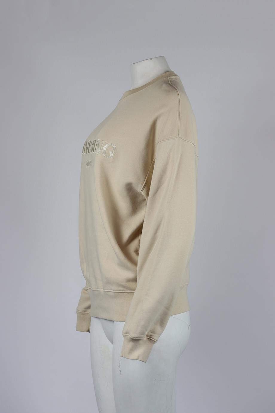 ANINE BING EMBROIDERED COTTON JERSEY SWEATSHIRT SMALL