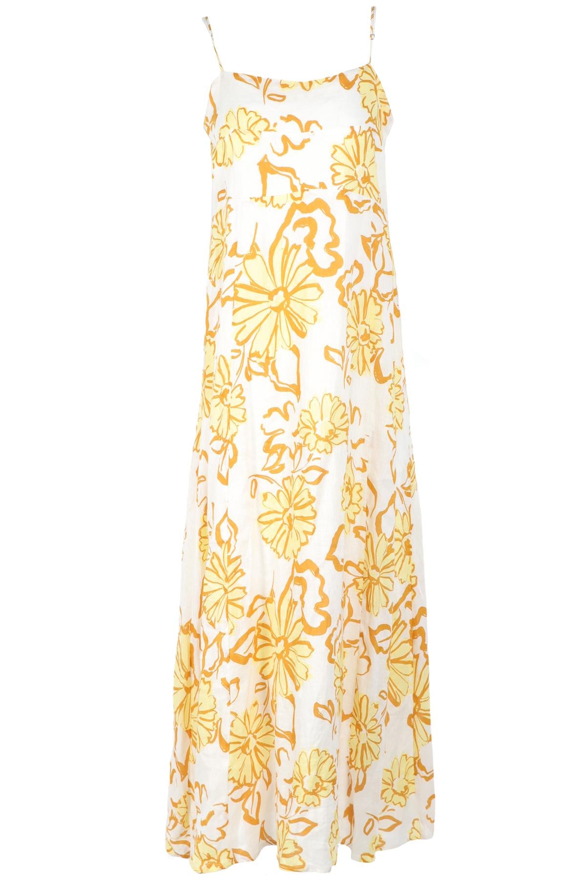 FAITHFULL THE BRAND YELLOW LINEN MAXI DRESS UK 16