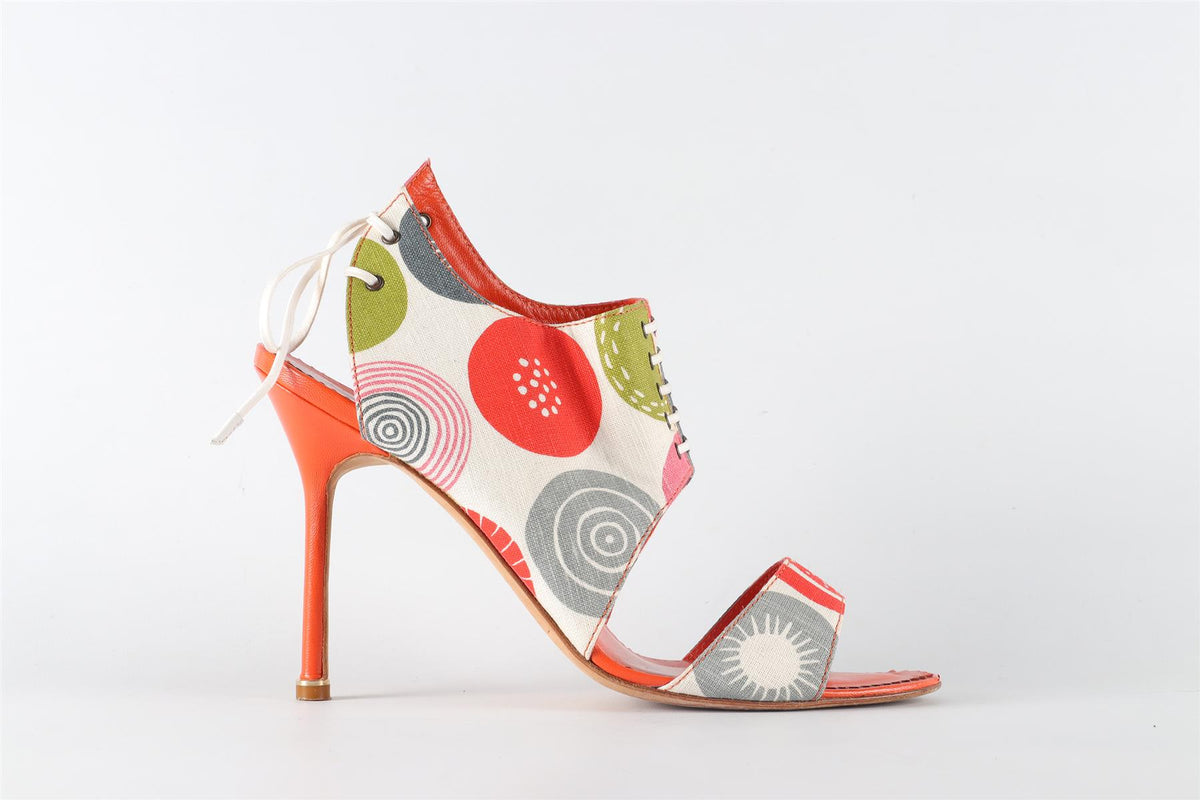 MANOLO BLAHNIK MULTI FABRIC SANDALS EU 40.5 UK 7.5 US 10.5