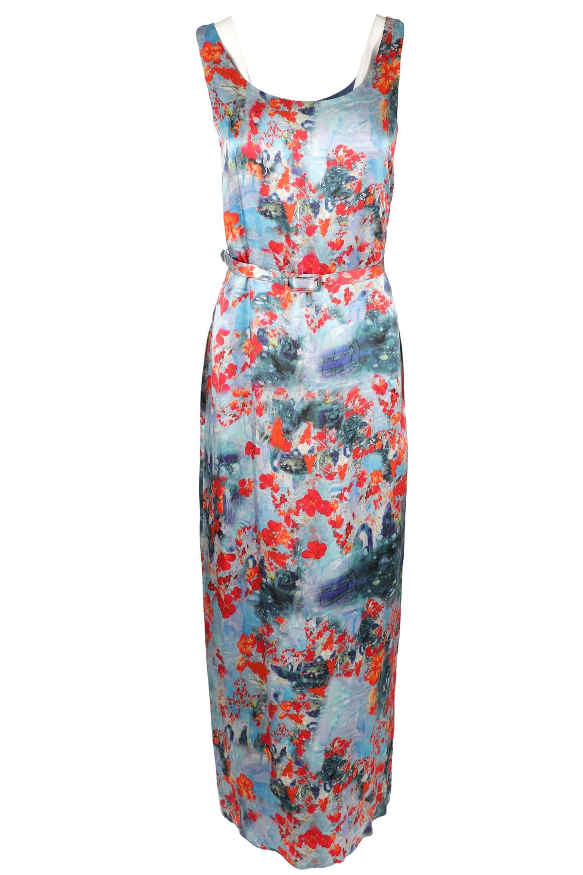 ERDEM BLUE SILK MAXI DRESS UK 10 US 6
