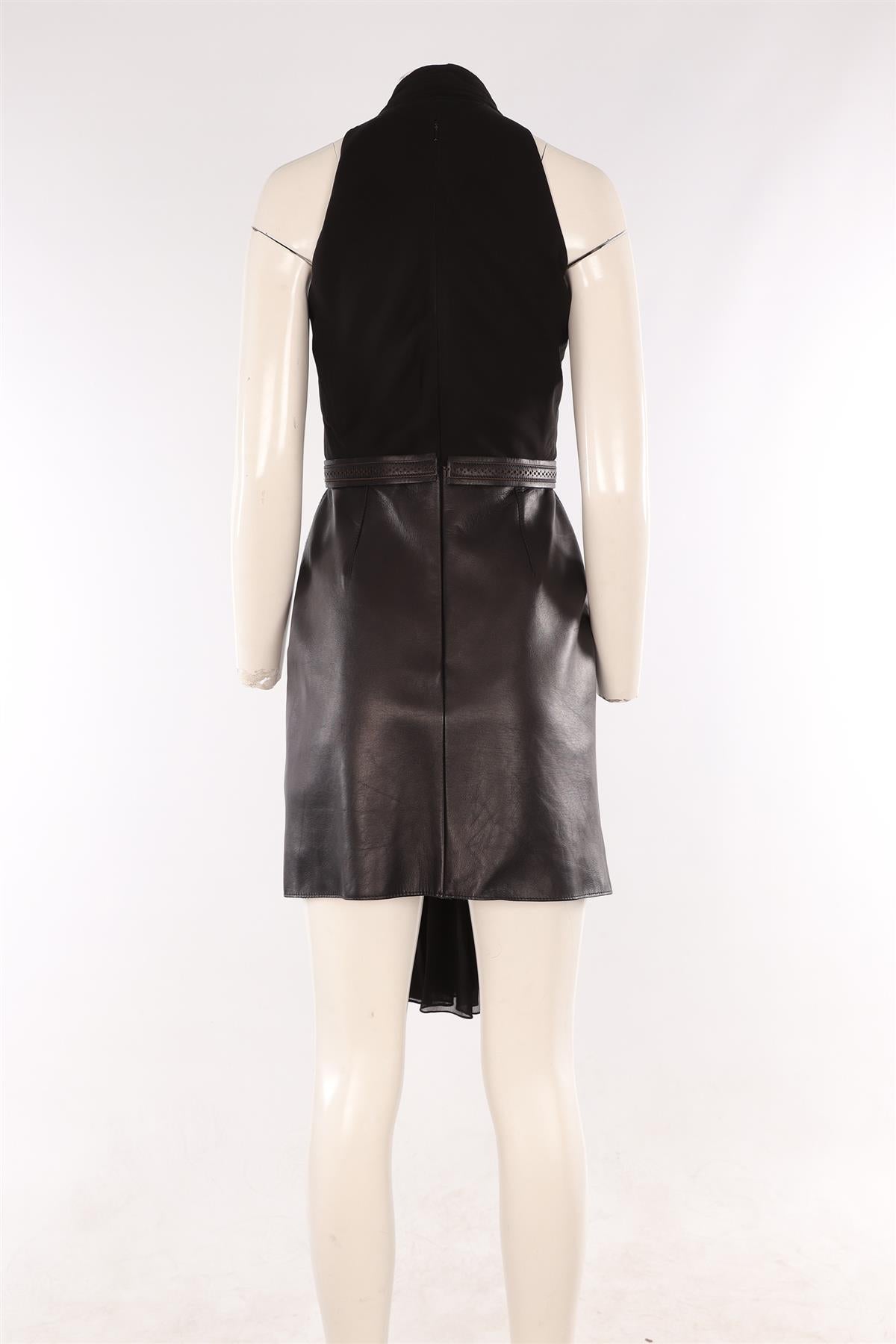 MARIOS SCHAWB BLACK LEATHER MINI DRESS AU 10 UK 10