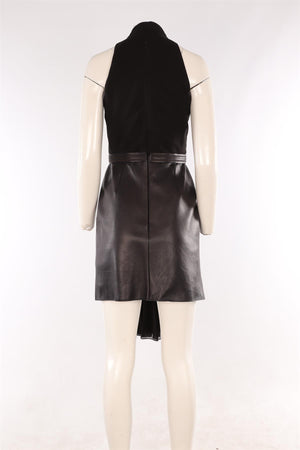MARIOS SCHAWB BLACK LEATHER MINI DRESS AU 10 UK 10