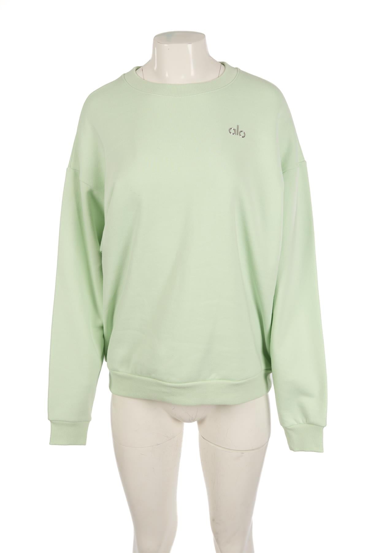 ALO YOGA GREEN COTTON SWEATSHIRT MEDIUM