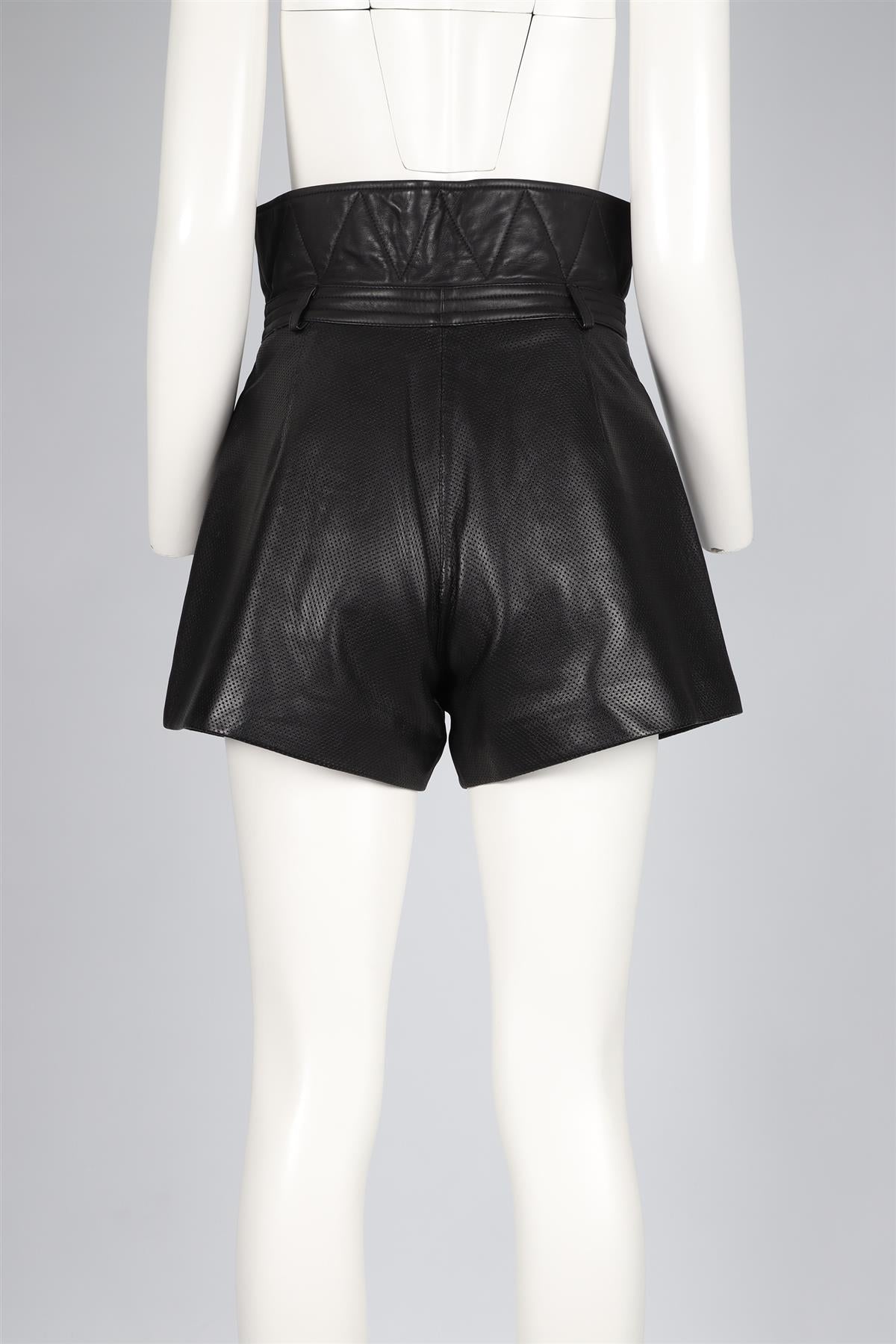 PHILOSOPHY DI LORENZO SERAFINI BLACK LEATHER SHORTS IT 42 UK 10