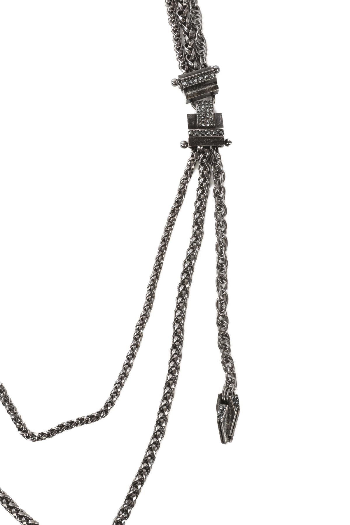 LANVIN GREY CRYSTAL AND CHAIN WAIST BELT