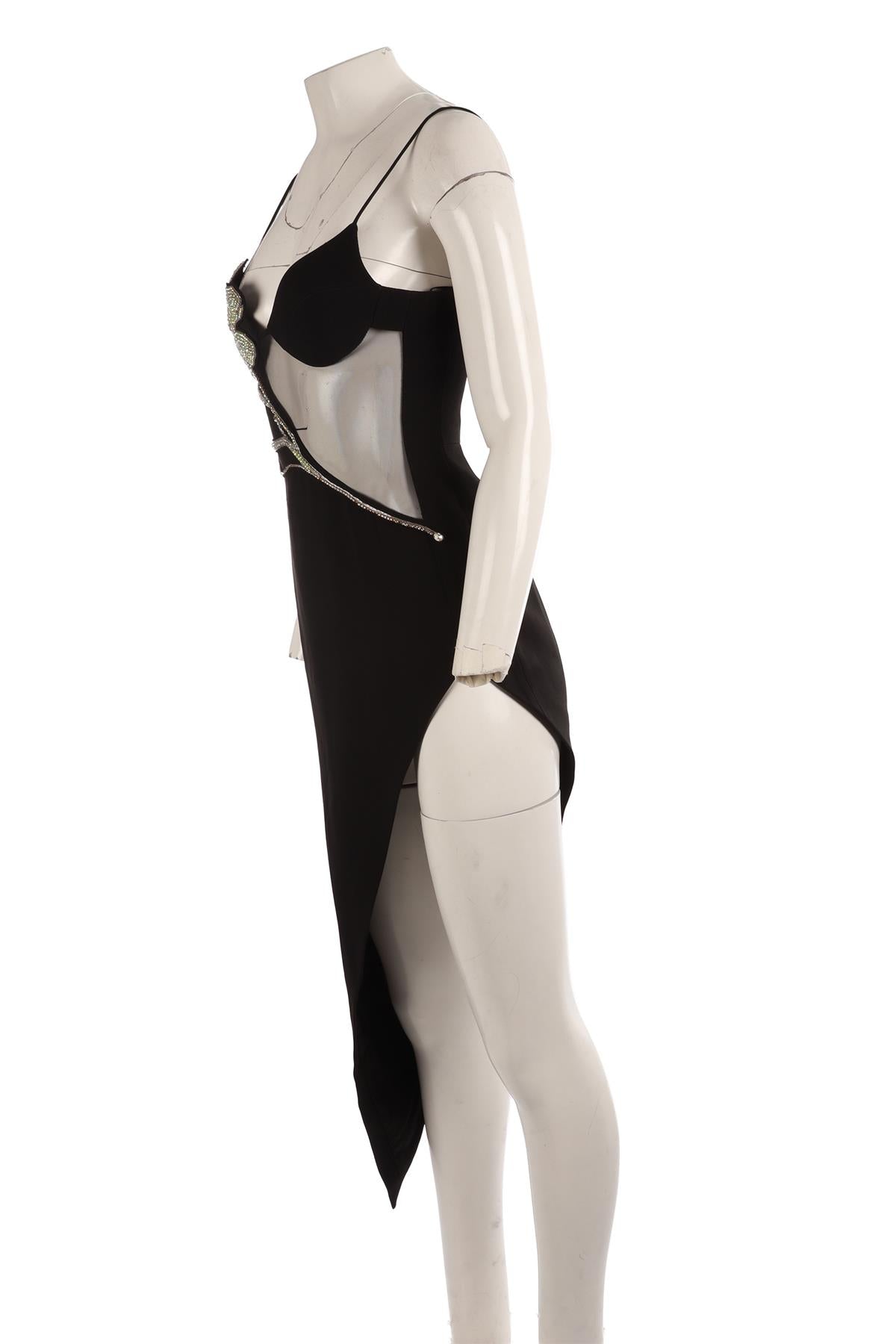 DAVID KOMA BLACK CREPE MIDI DRESS UK 8