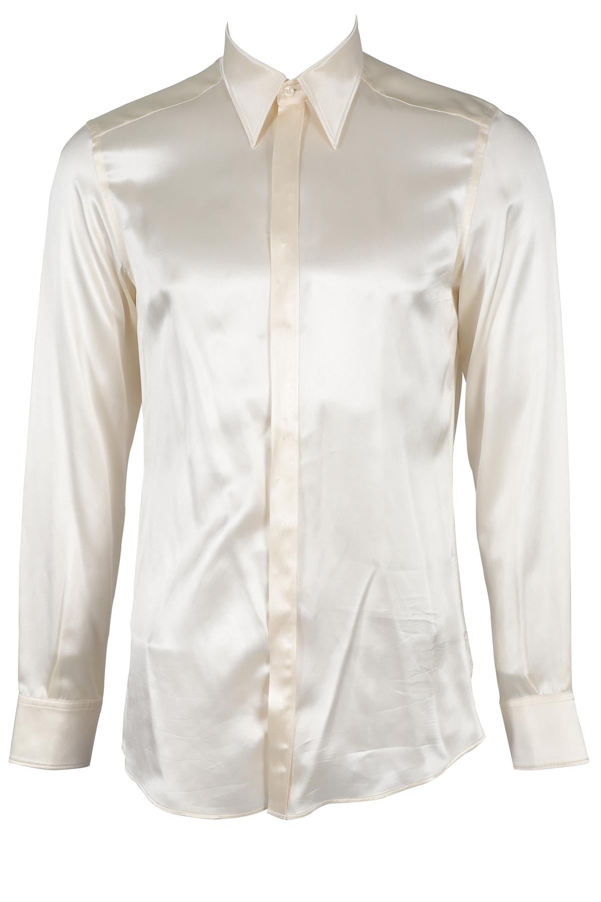 DOLCE & GABANNA IVORY MEN'S MARTINI SILK SHIRT EU 39 UK 38