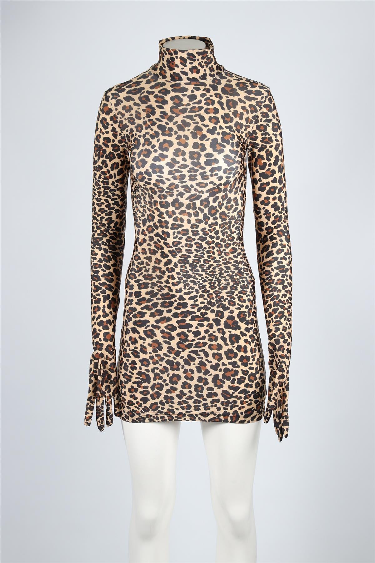VETEMENTS BROWN JERSEY MINI DRESS ONE SIZE