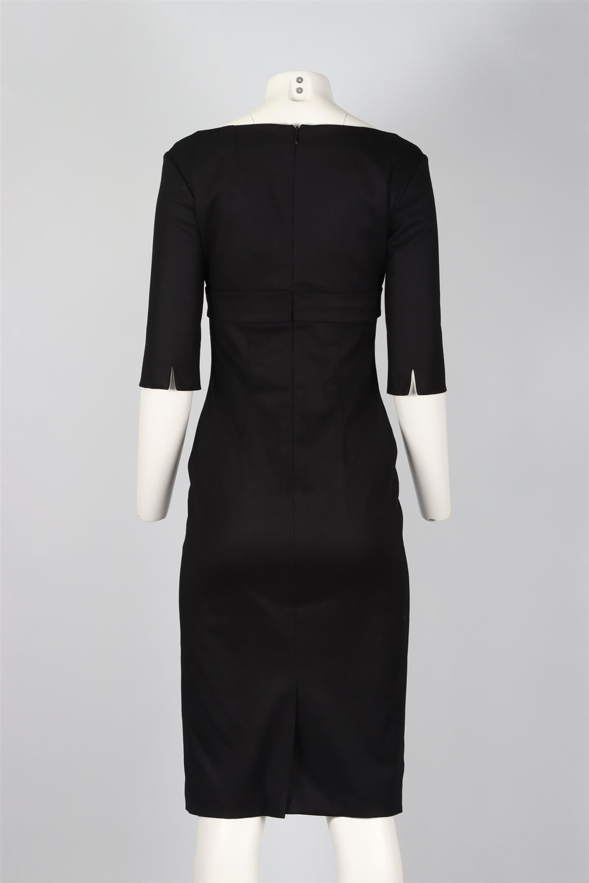 ALEXANDER MCQUEEN BLACK WOOL BLEND MIDI DRESS IT 40 UK 8