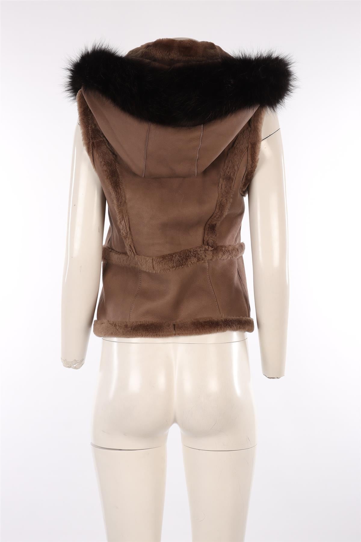NATACHA & VANESSA BROWN SHEARLING GILET FR 40 UK 12