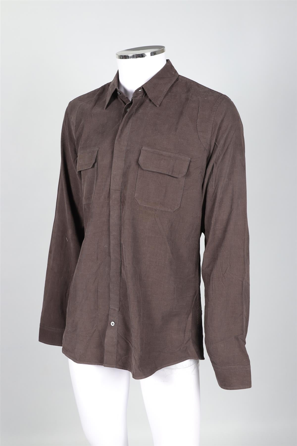 GUCCI BROWN MEN'S CORDUROY SHIRT LARGE