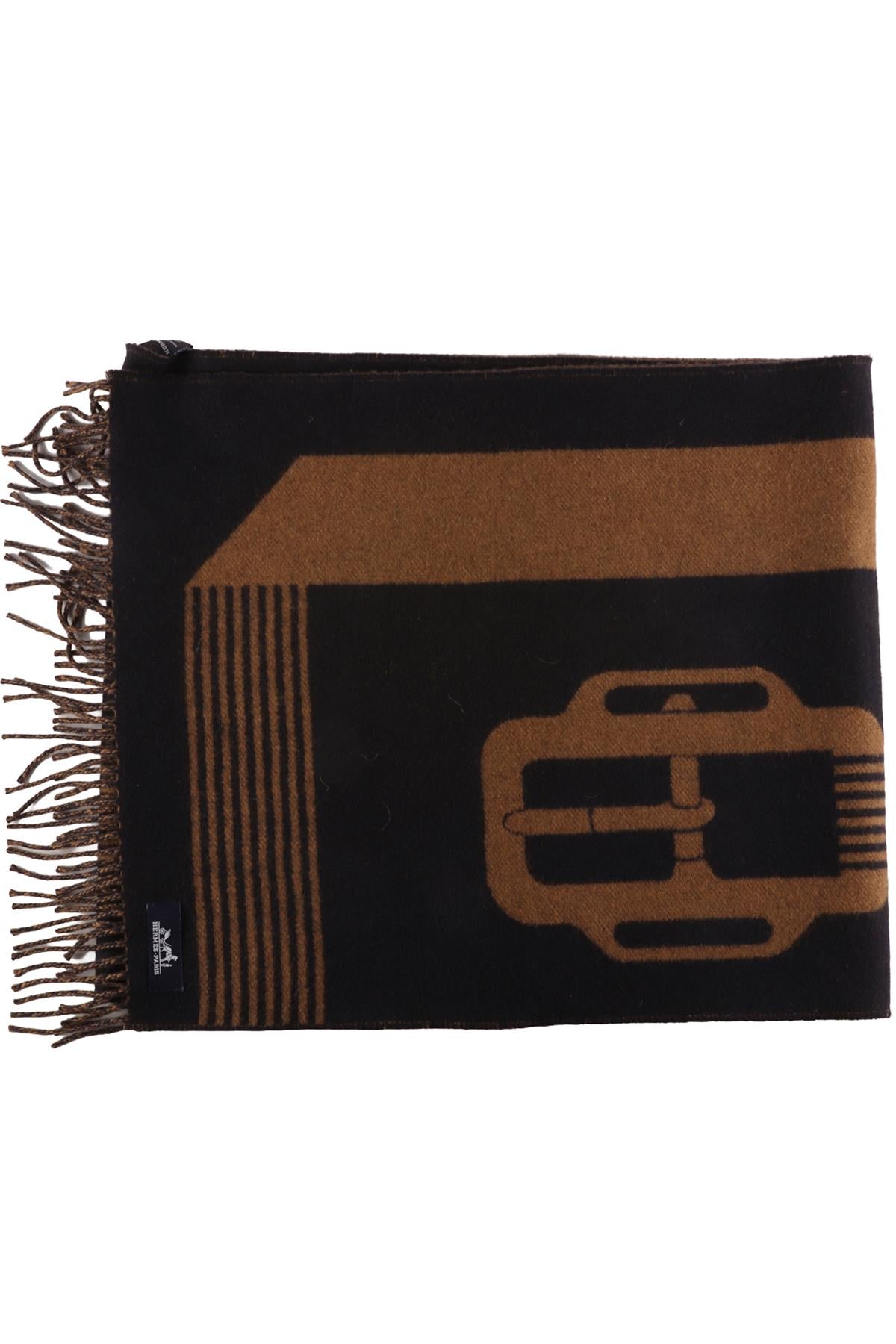 HERMÈS NAVY CASAQUE SANGLE A BOUCLE CASHMERE SCARF