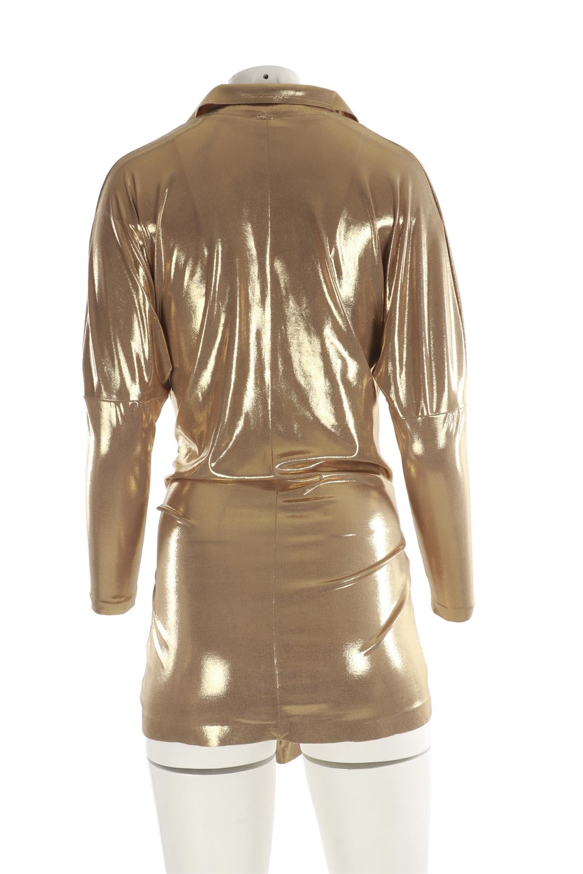 NORMA KAMALI GOLD JERSEY MINI DRESS XSMALL