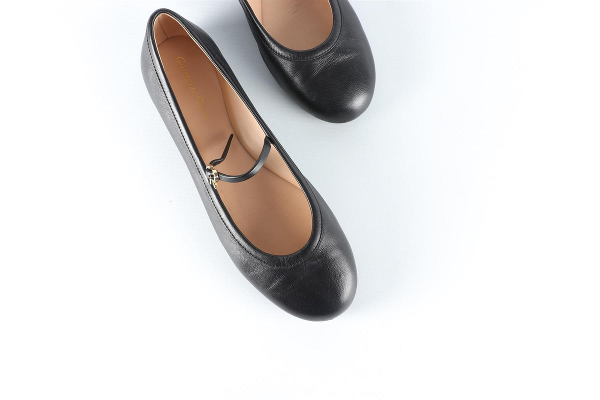 GIANVITO ROSSI BLACK LEATHER BALLET FLATS EU 38 UK 5 US 8