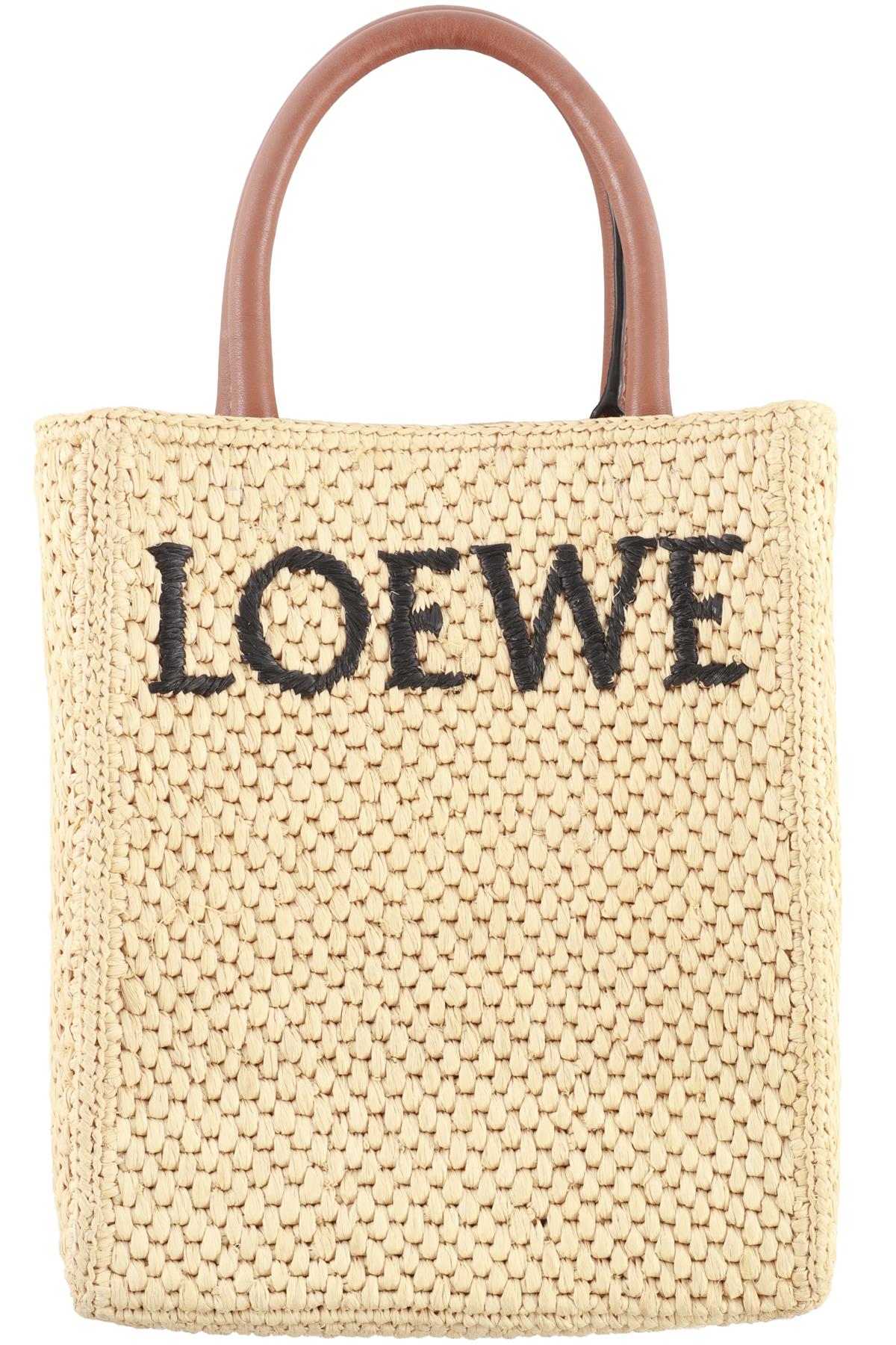 LOEWE BEIGE STANDARD A5 RAFFIA TOTE BAG