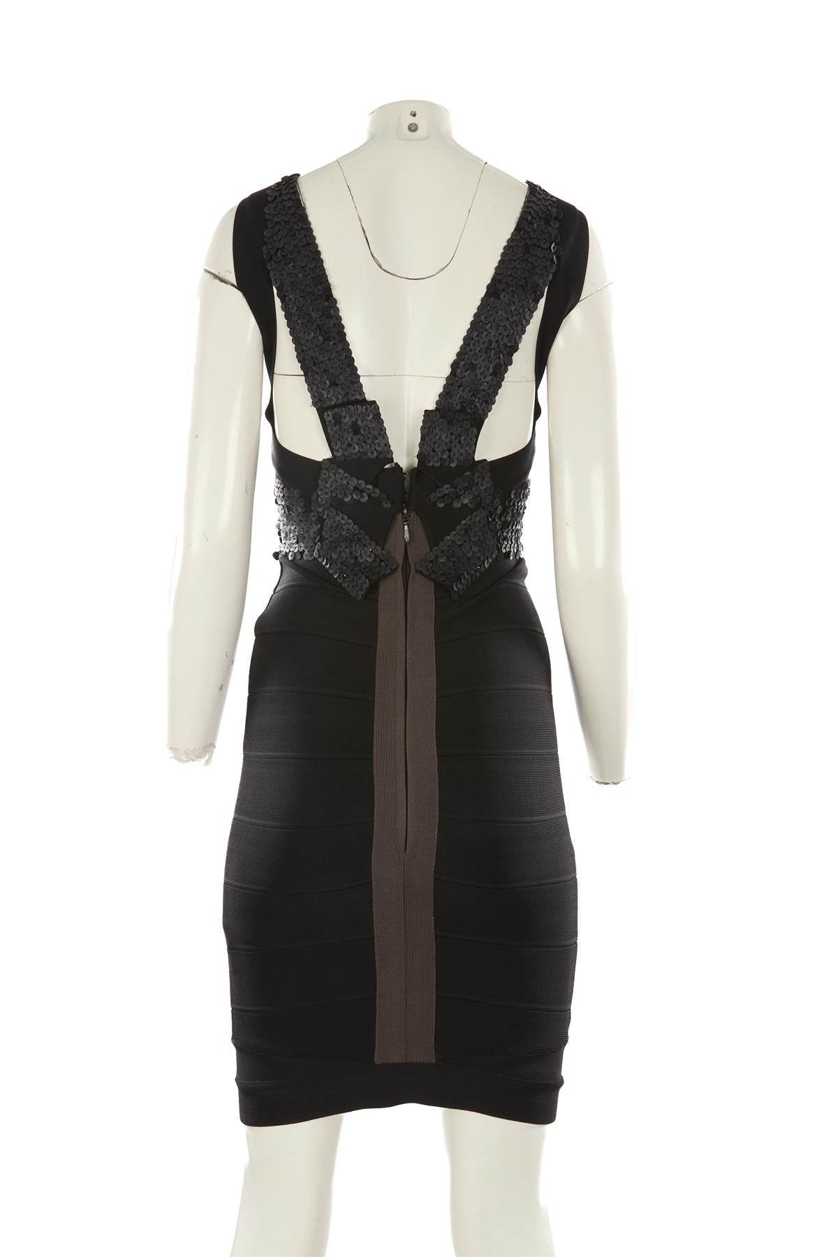 HERVE LEGER BLACK BANDAGE MINI DRESS SMALL