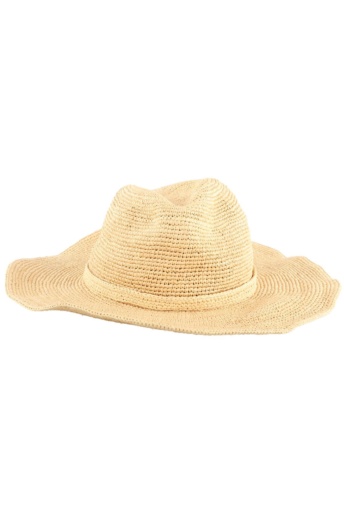 JANESSA LEONE BEIGE STRAW HAT MEDIUM