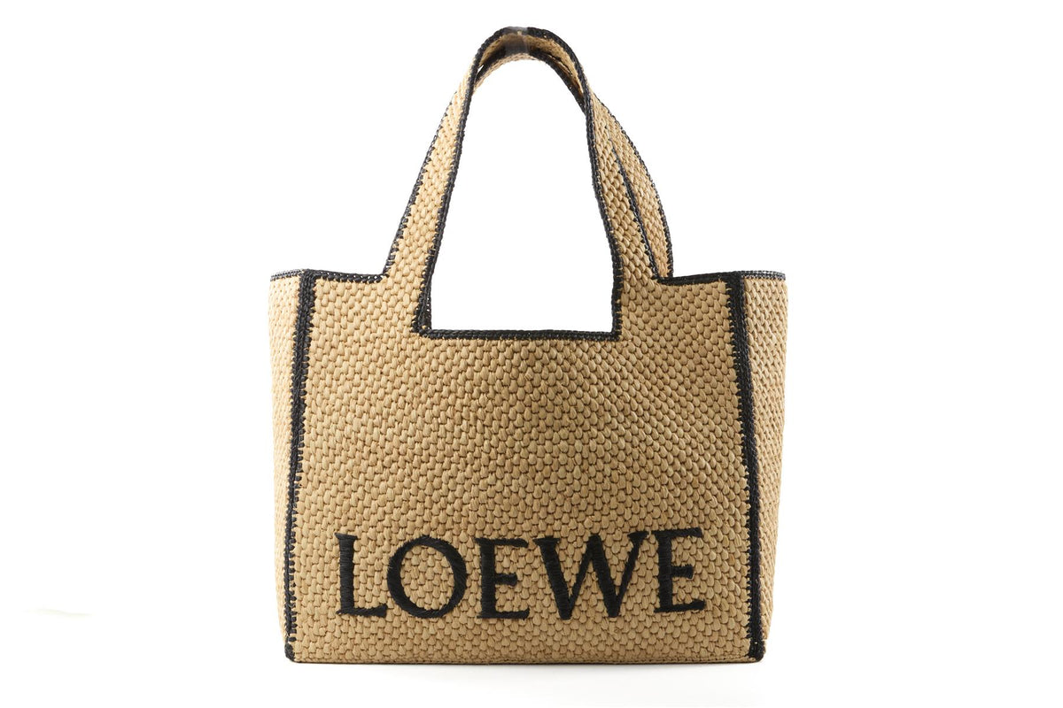 LOEWE BEIGE LARGE RAFFIA TOTE BAG