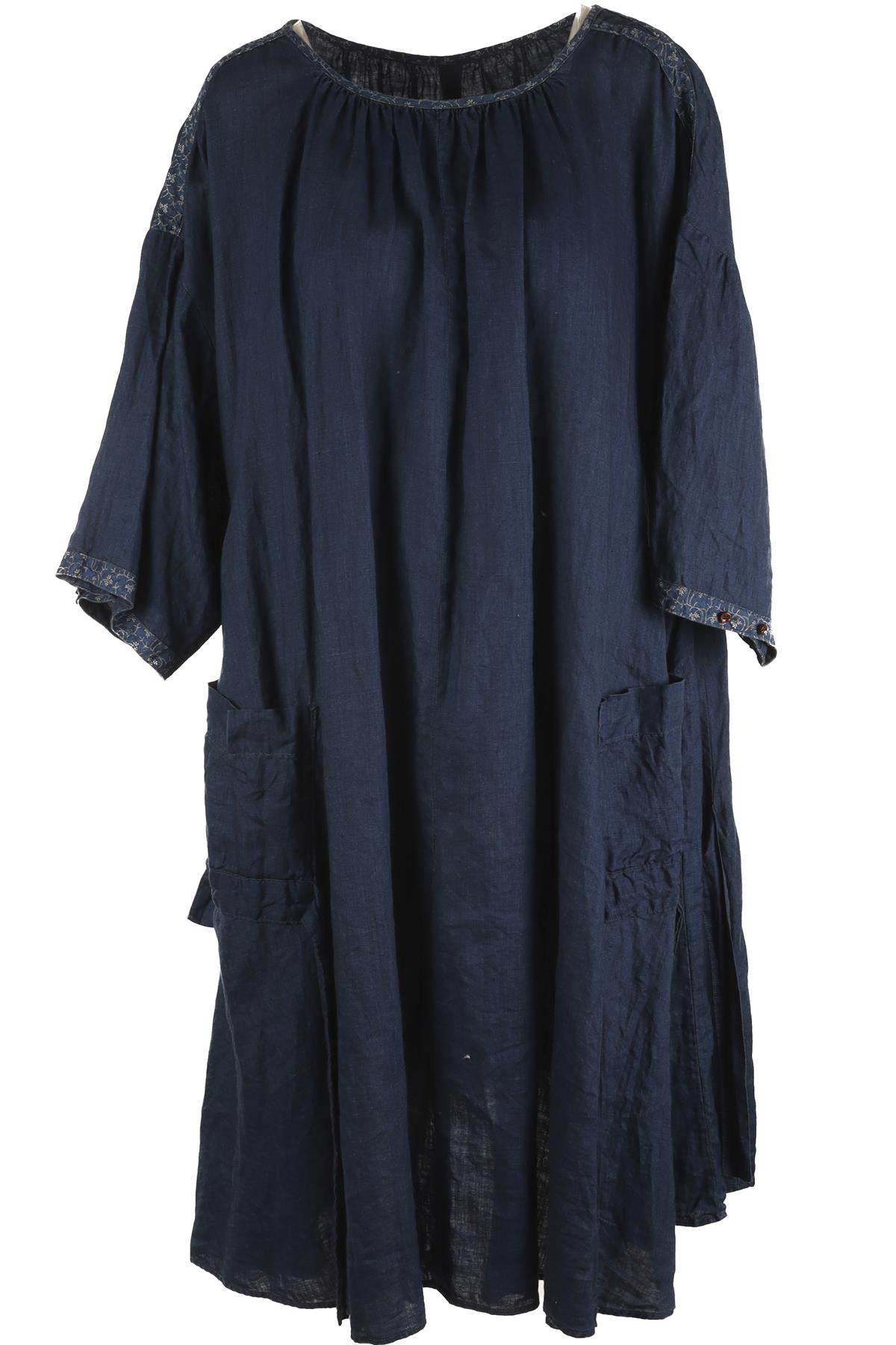 KAPITAL NAVY LINEN MAXI DRESS XSMALL