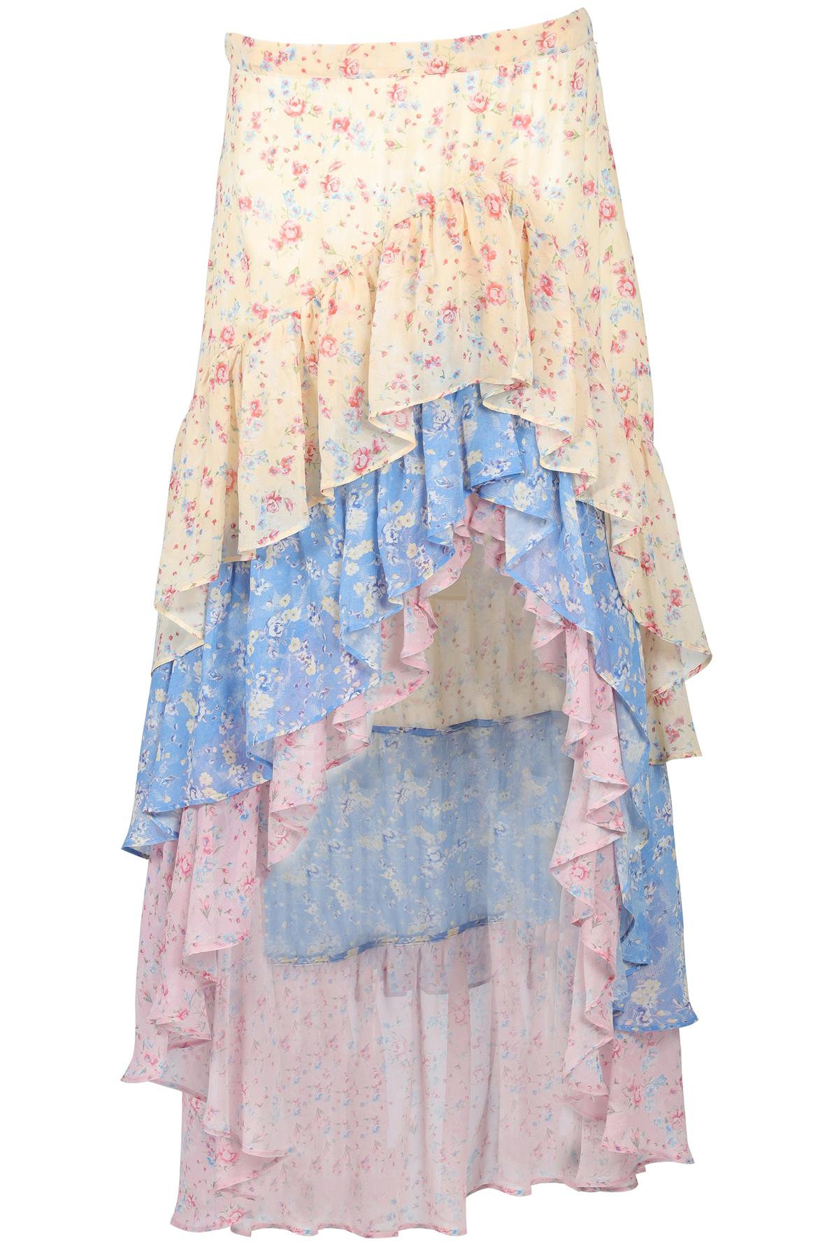 LOVESHACKFANCY MULTI SILK MAXI SKIRT US 6 UK 10