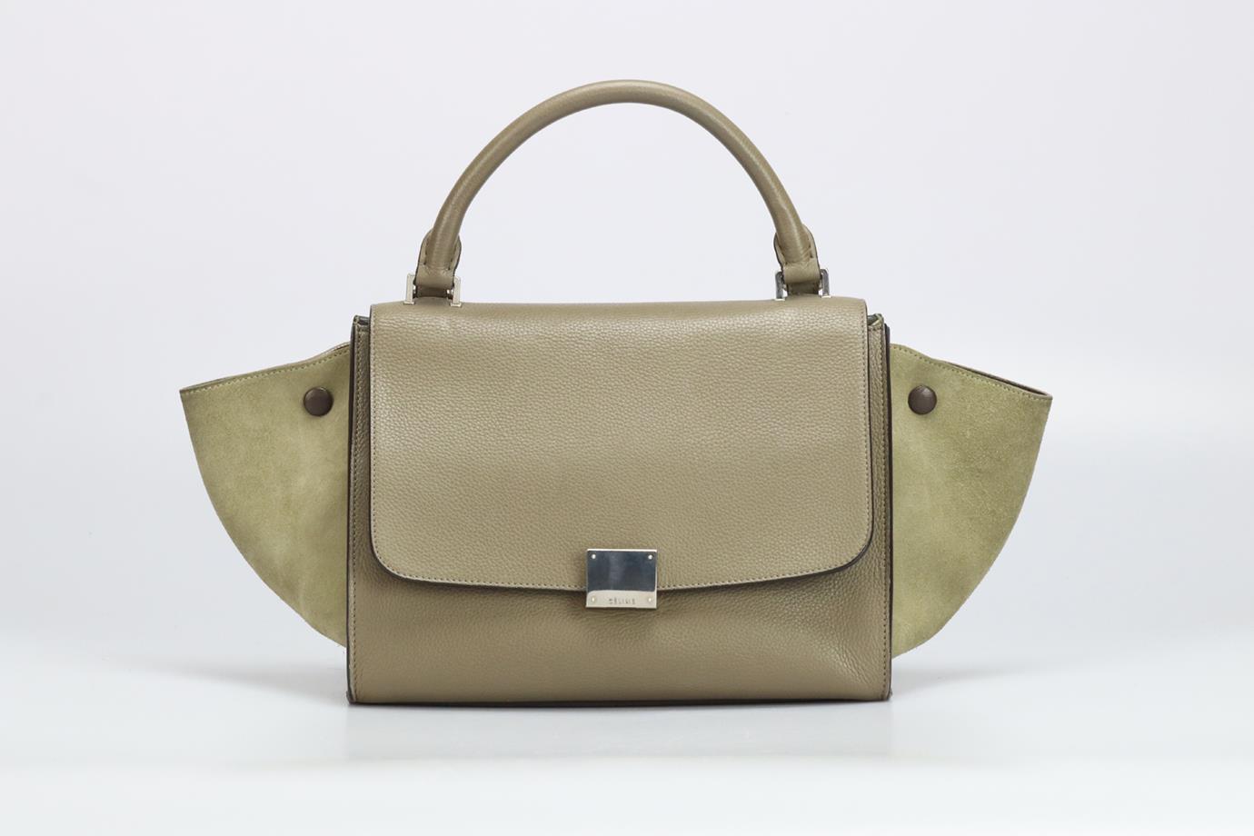 CELINE TRAPEZE SMALL SUEDE AND LEATHER TOTE BAG