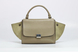 CELINE TRAPEZE SMALL SUEDE AND LEATHER TOTE BAG
