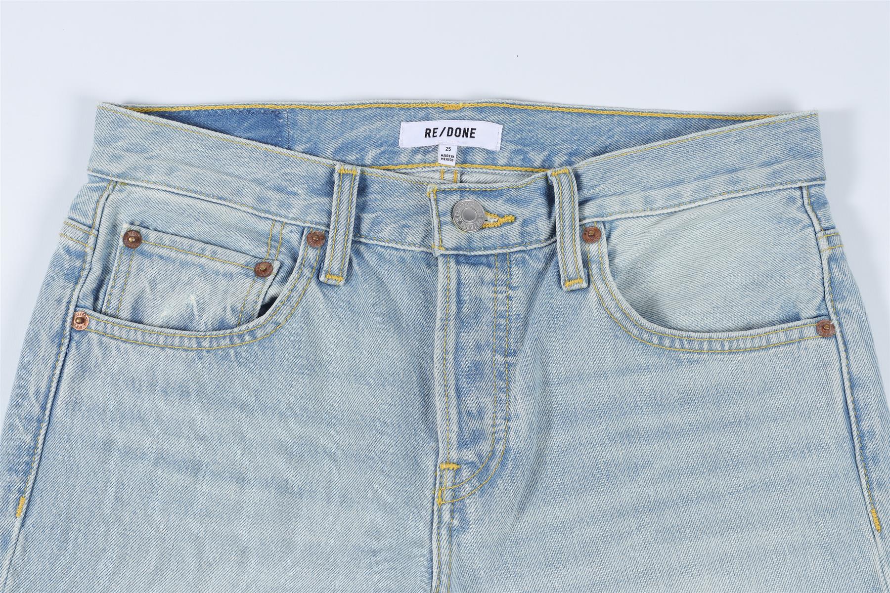 RE/DONE BLUE HIGH RISE WIDE LEG JEANS W25 UK 6-8