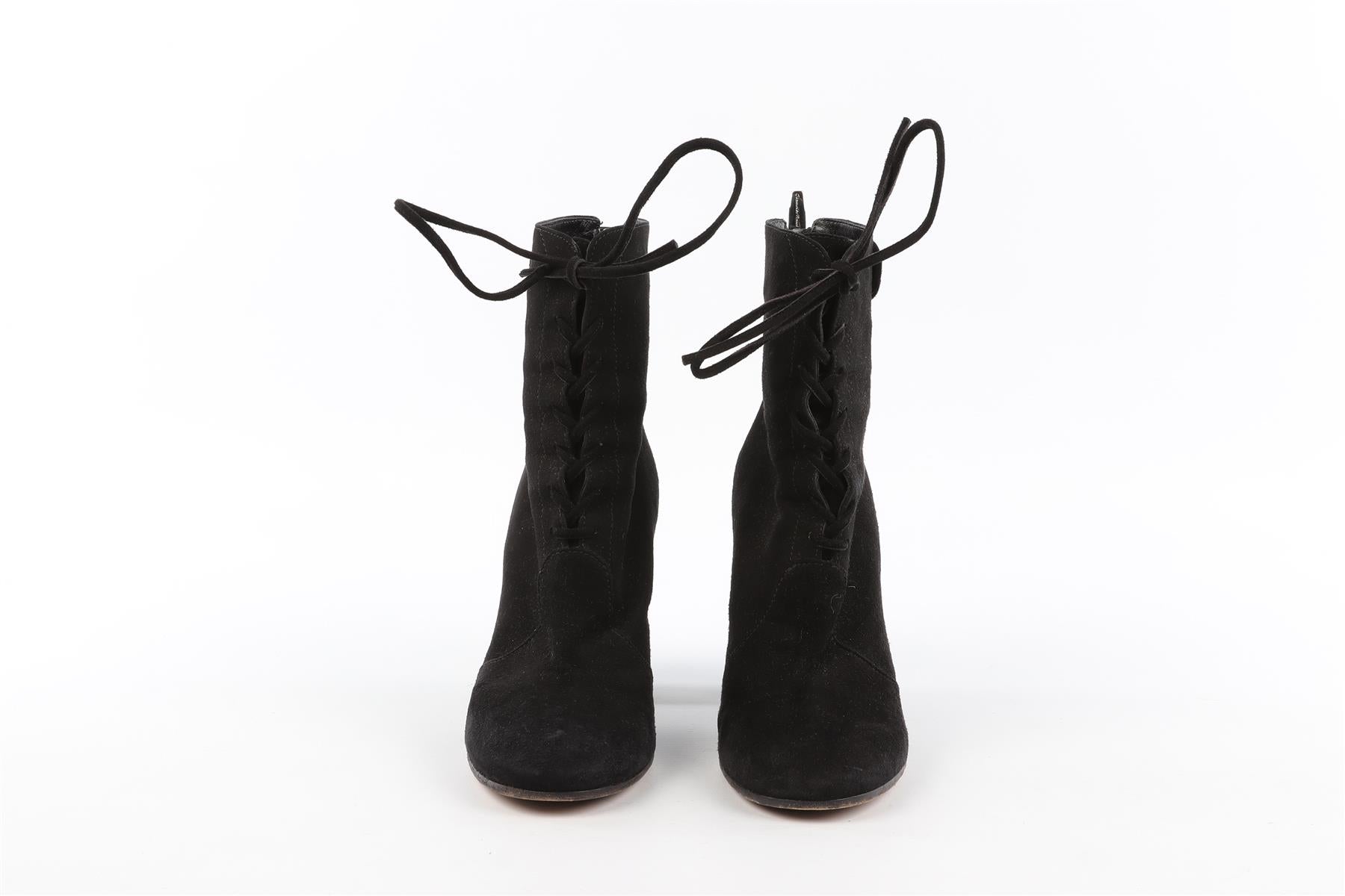 GIANVITO ROSSI BLACK SUEDE ANKLE BOOTS EU 38 UK 5 US 8