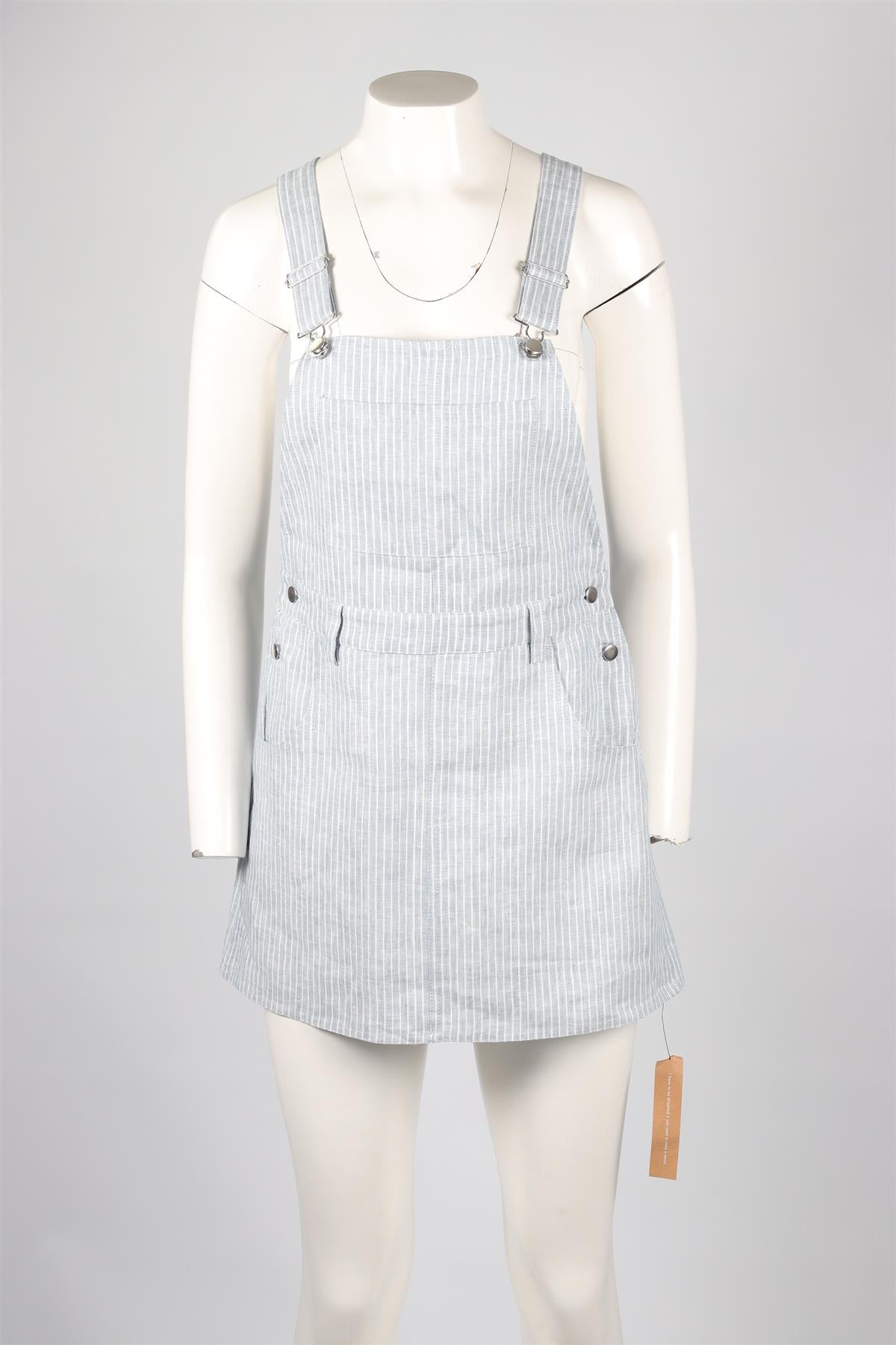 REFORMATION BLUE LINEN MINI DRESS US 2 UK 6
