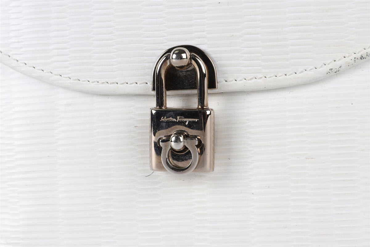 SALVATORE FERAGAMO WHITE LEATHER PURSE