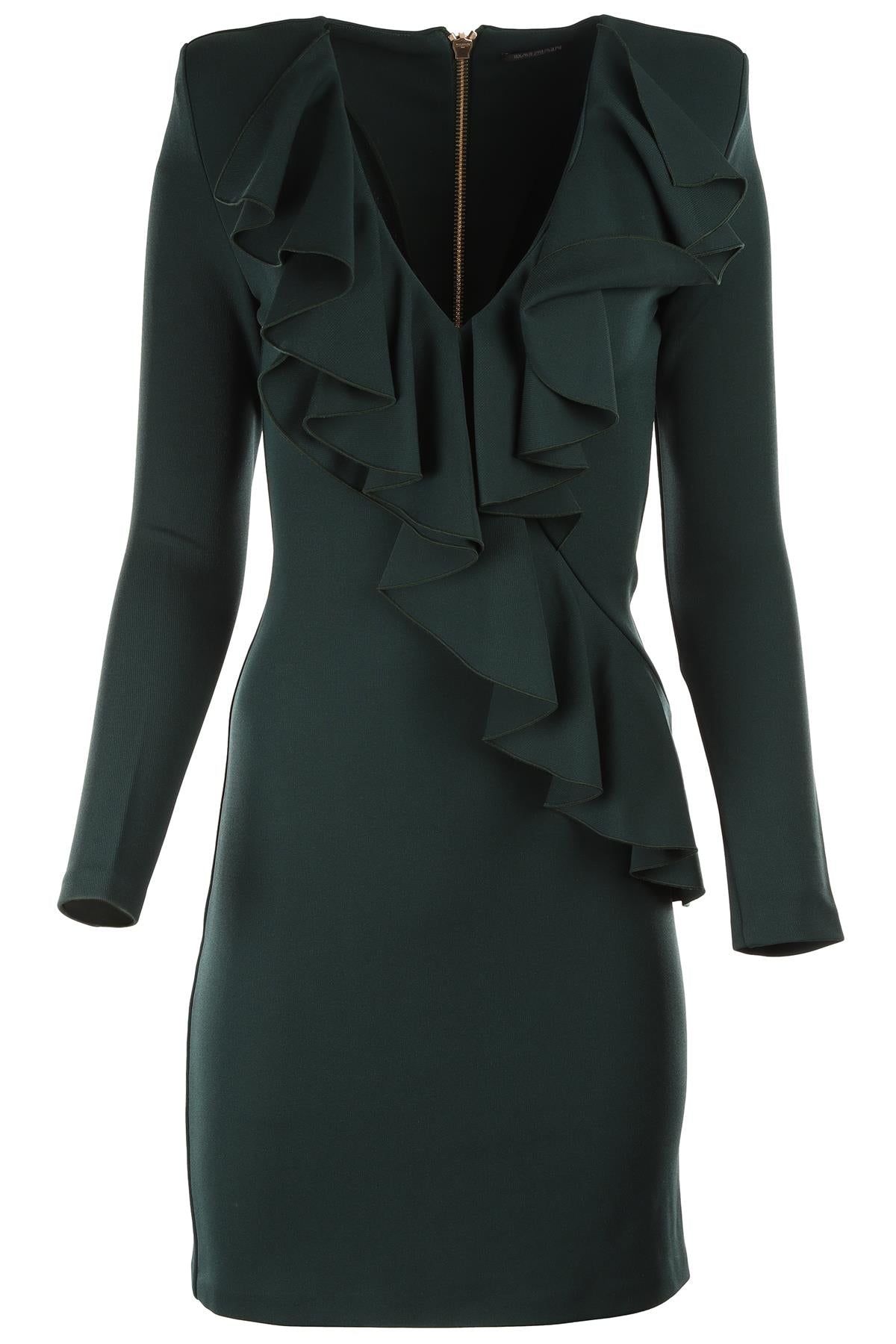 BALMAIN GREEN KNIT MIDI DRESS FR 36 UK 8
